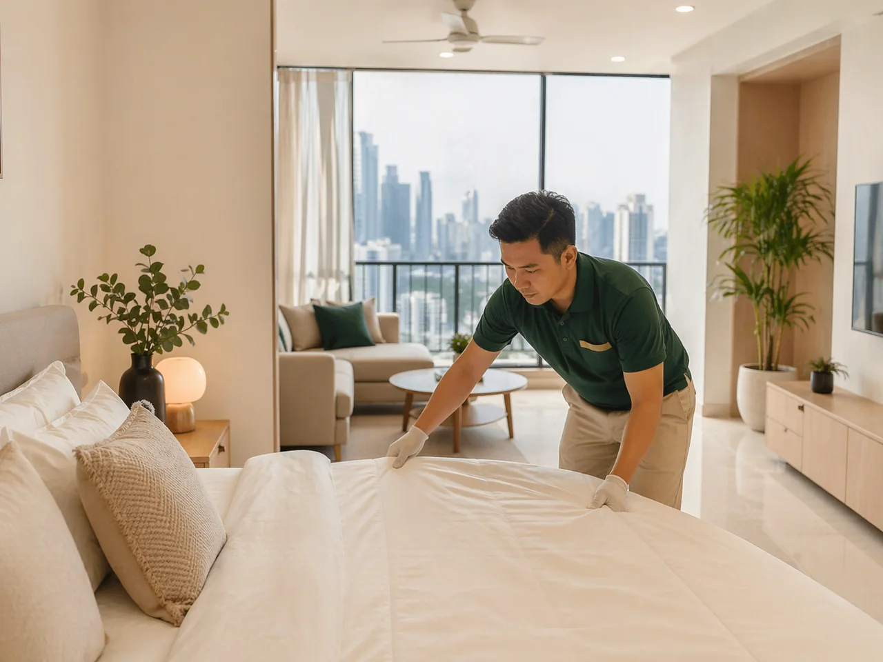 Cleaning service at a modern condo in Kuala Lumpur